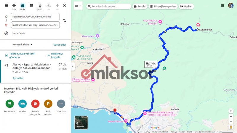 ANTALYA ALANYA KARAMANLAR KÖY İÇİ ARAZİ
